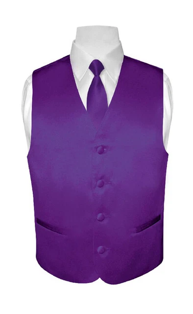 BOY'S Dress Vest & NeckTie Solid PURPLE INDIGO Color Neck Tie Set Boys Size 4