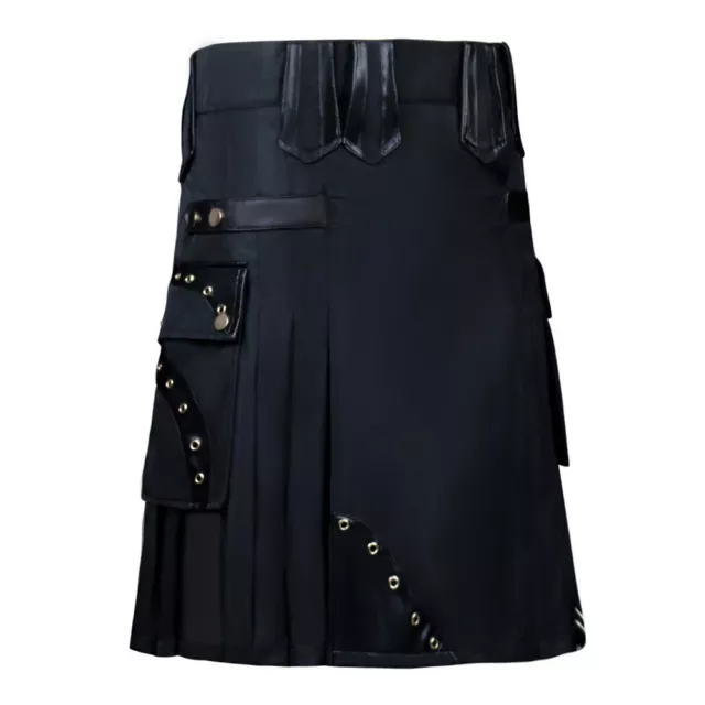 Femmes Gothique Jupe Plissée Poche Hommes Ecosse Kilt Skater Punk Vintage Noir