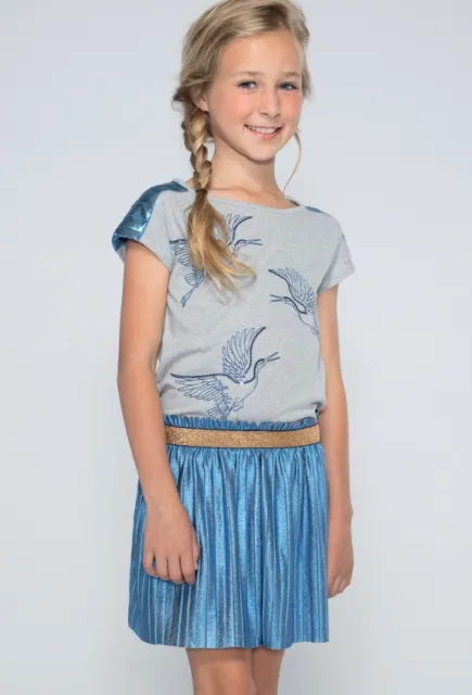 Like Flo Blue Pleated plisse  foil look  Skirt size 13 -14Y, 164