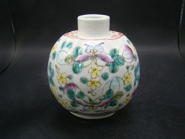 Chinese 1920's famille rose Tea Caddy (WANG YUE TAI TEACO SHANGHAI CHINA)  m637