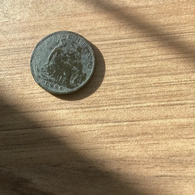 Queen victoria farthing coin 1866 good condition 2