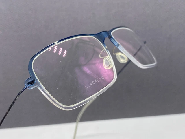 LINDBERG EYEGLASSES FRAMES men woman Blue Angular Rectangular Titanium ...