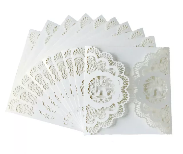 Laser Cut Love Bird Floral Lace Pearl Wedding Invitation Card Bridal Baby Shower