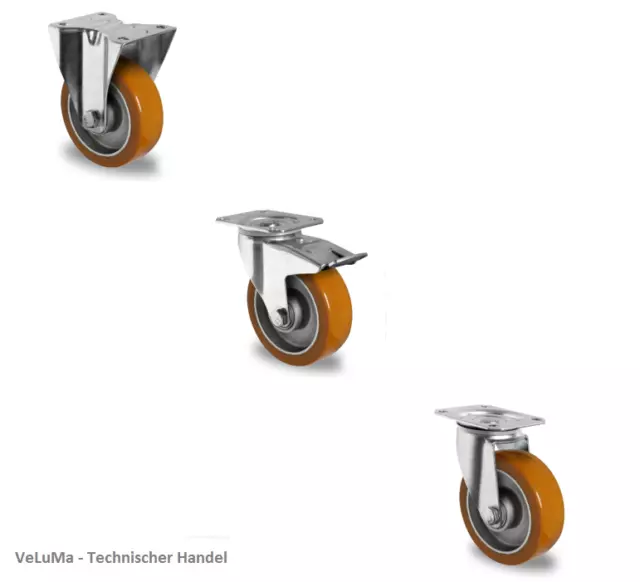 Schwerlastrollen Polyurethan Rad 100 125 mm Transport Rolle Bremse Lenk Bock