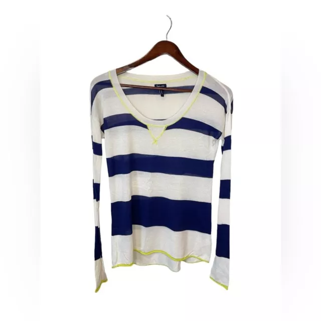 SPLENDID Blue & White Stripe Light Weight Knit Sweater Size Small EUC $178 MSRP 2