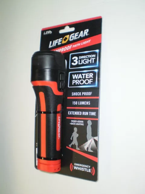 Life+Gear  LED 150 Lumensf Path Light 3 Direction Light  Whistle w/batteries NIP