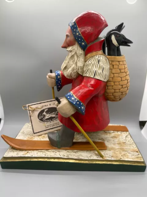 LEO SMITH FOLK ART MIDWEST OF CANNON FALLS LARGE SANTA SKIER 813/1500 Rare