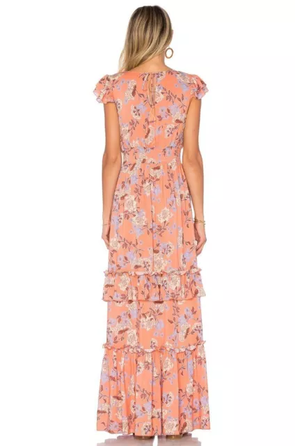$198 Ale by Alessandra Iris Floral Deep Vneck Lina Tiered Maxi Dress S NEW A383 3