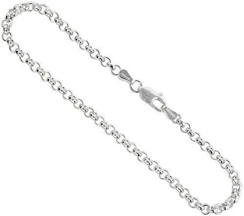 925 Sterling Silver Rolo Links Chain Necklace 3.5mm 16", 18", 20", 22", 24", 30"