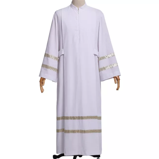 BLESSUME Mass Clergy Catholic Priest White Alb Clergy Pleats Vestments Robe D002