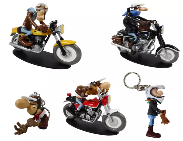 Set 3 Figurines Joe Bar Team Racing + 2 key chain figurines - Comics Moto LJBT7