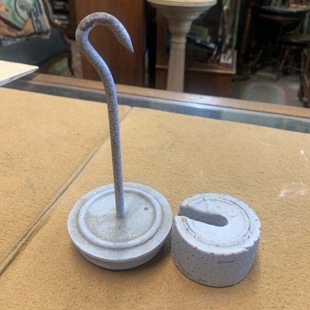 ANTIQUE CAST IRON Hanging Counter Balance Weights Scale Plates Parts ...