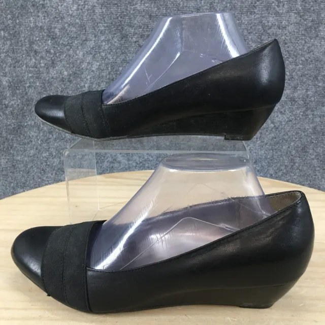 Dana Buchman Shoes Womens 9 M Casual Slip On Ballet Pumps Black Leather Wedge