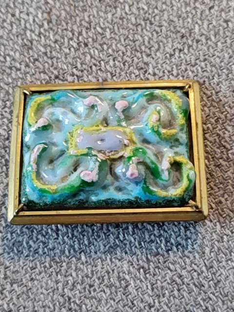 Broche Fantaisie Ancienne Signée G. Vergnolle Limoges - Émail Bleu - Occasion