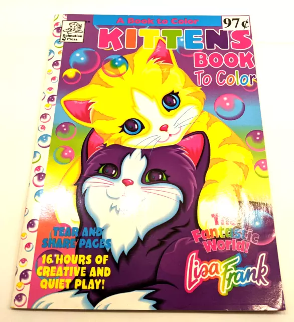 Vintage 1996 LISA FRANK Kittens Book To Color Coloring Book Cats Tear Out  Pages