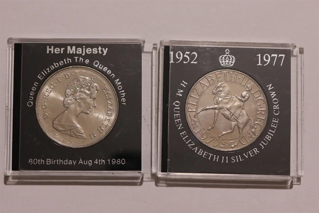🧭 🇬🇧 Uk Gb 2 Cased Crowns Copper-Nickel B52 Cg28