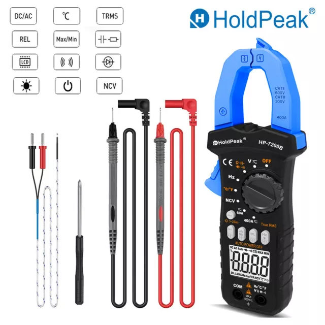 Digital Clamp Meter Multimeter AC DC Volt Resistance Meter TRMS 6000 Counts NCV