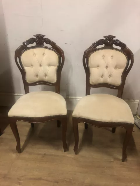 Pair Italian Style Button Backed  Dining Chairs