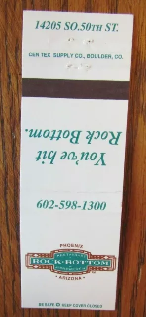Rock Bottom Brewery Brew Pub Matchbook Matchcover (Phoenix, Arizona) -E1