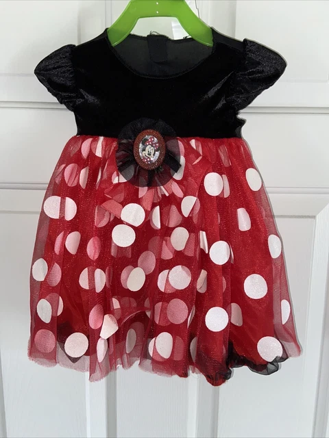 Minnie Mouse Dress Costume Infant 12-18 Mos Disney Baby New With Treat Tote Bag