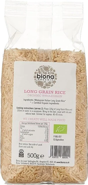 Biona Biona Riso Italiano Biologico - Marrone - Grano Lungo 500g