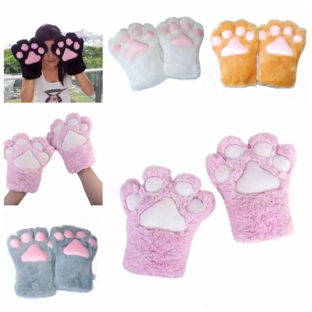 Anime Party Claw Gloves Plush Cat Kitten Paw Cosplay Costume