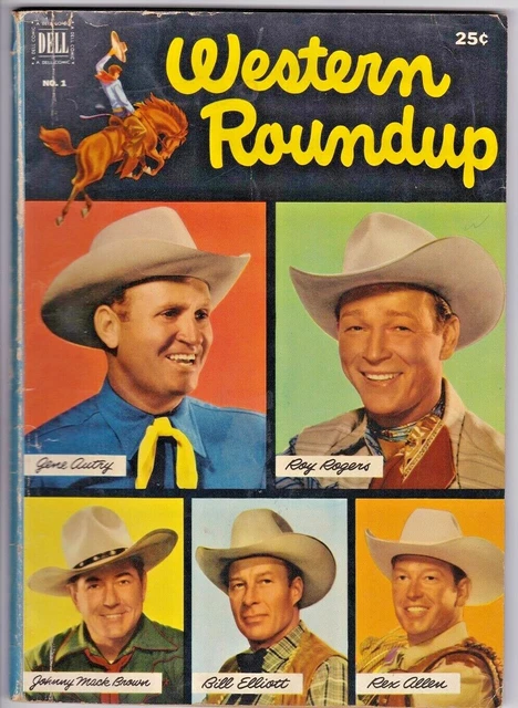 WESTERN ROUNDUP # 1 (DELL) ROY ROGERS - GENE AUTRY - WILD BILL ELLIOTT - 100 pgs