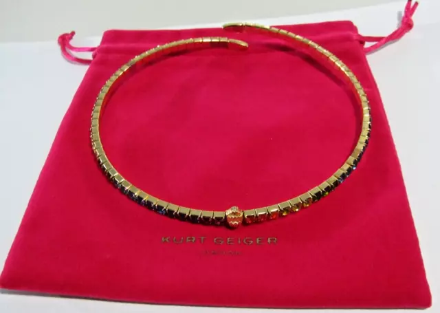 Kurt Geiger London Choker Eagle Spiral Necklace Gold Rainbow Crystal Jewels New
