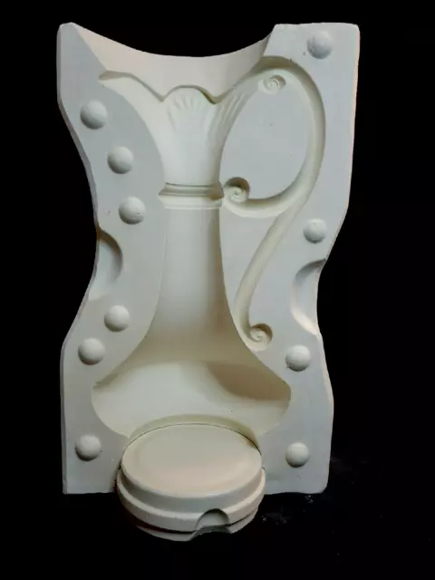SFA 642 Ceramic Slip Mold 7.75 Ruffle Top Ornate Handled Plain Pitcher