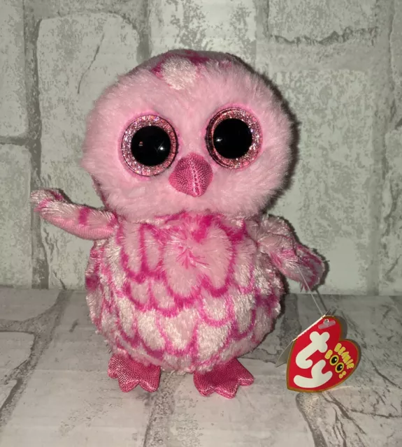 Ty Beanie Boos PINKY Owl 6" Plush Stuffed Animal Toy Tag Big Eyes 2014