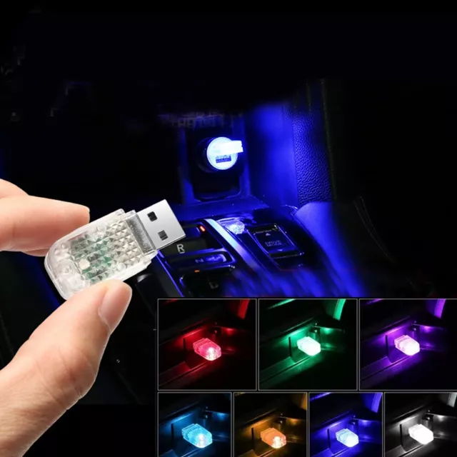 Mini lumières ambiantes USB colorées pour voiture, flash LED, lampe  portable Plug Play, intérieur automatique, veilleuse décorative au néon