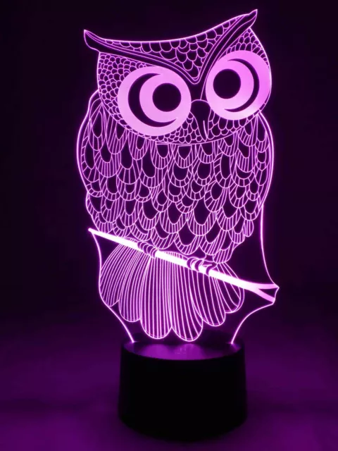 originelle 3D LED Lampe Eule Designerlampe als Wohnlicht Tischlampe Nachtlicht 2