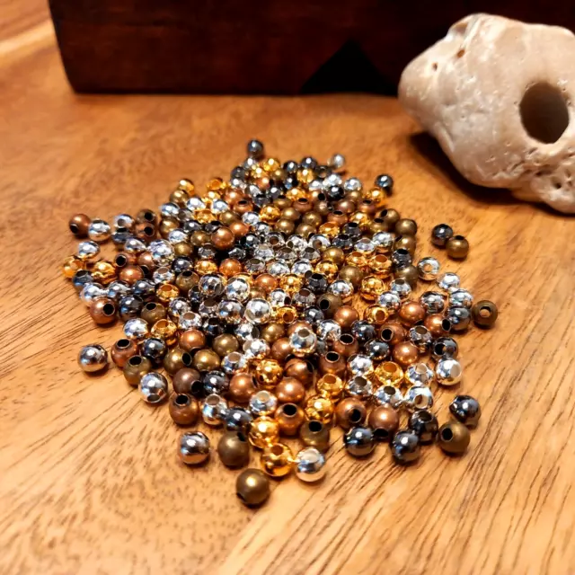 ca. 200 Metallperlen, Zwischenperlen, Ø 4mm, rund, Mix Mischung