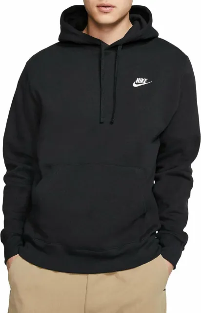 Nike NSW Club Fleece Mens Hoodie Black Multi Size Casual Pullover