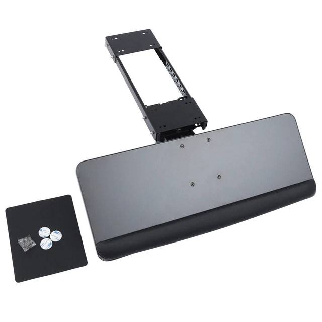 Keyboard & Mouse Tray Under Computer Table Slide-Out Platform Drawer Typing US