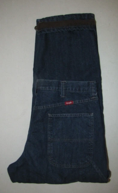 Mens Rugged Wear Fleece-Lined Carpenter Jeans. Size 42X34 (MEASURE 42X33) Blue.