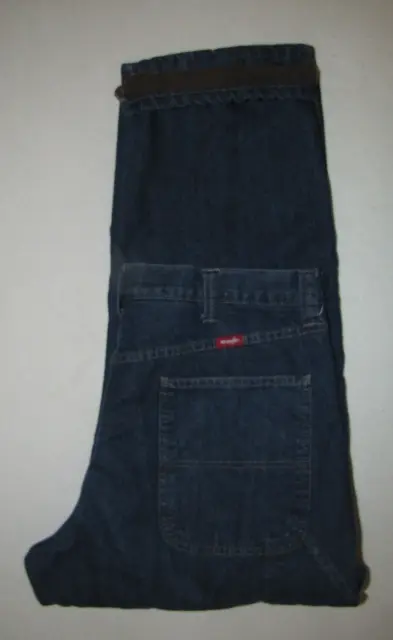 Mens Wrangler Fleece-Lined Carpenter Jeans. Size 36X30 (MEASURE 36X29 1/2) Blue.