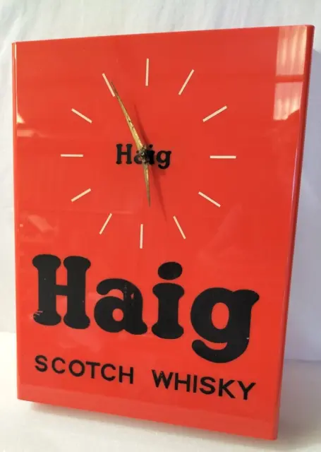 Haig Scotch Whisky Rare Bar Advertising Clock Vintage Retro Orange Made Scotland