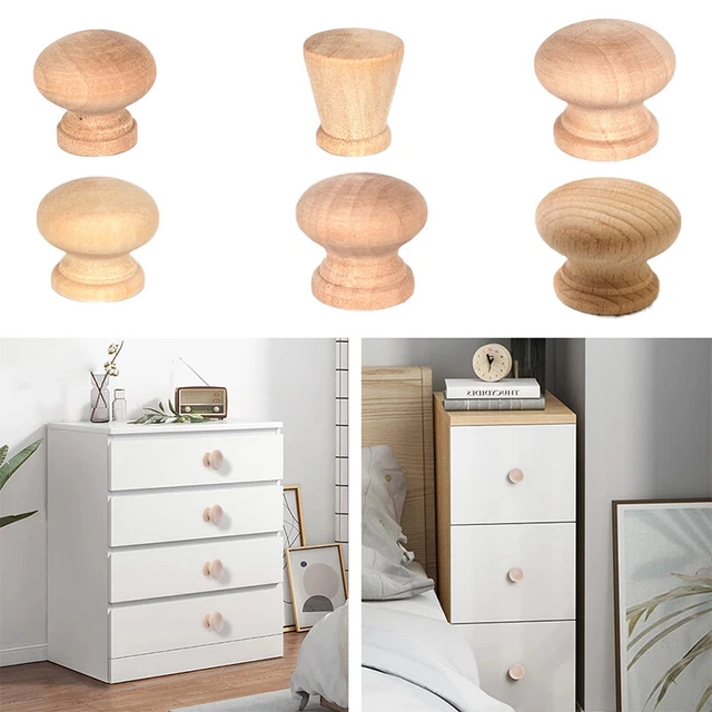 Round Knobs Cabinet Drawer Wooden Closet Door Knob Cupboard Furniture Handles
