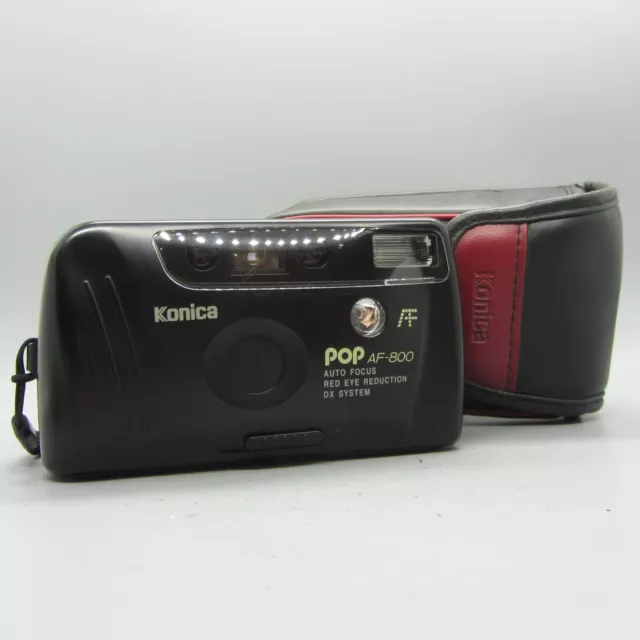 Konica Pop AF-800 35mm Film Point and Shoot Camera Black Tested