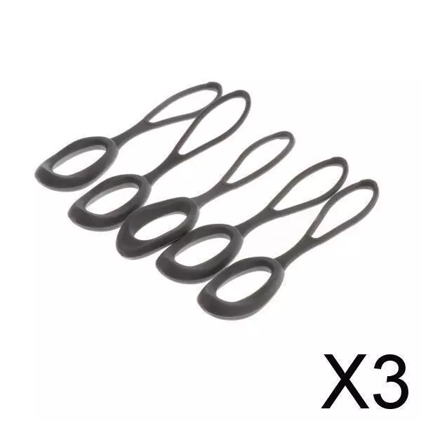 3X 5 Pieces Non-slip Strong Zipper Pull Cord Zip Puller Zip Fastener Grey