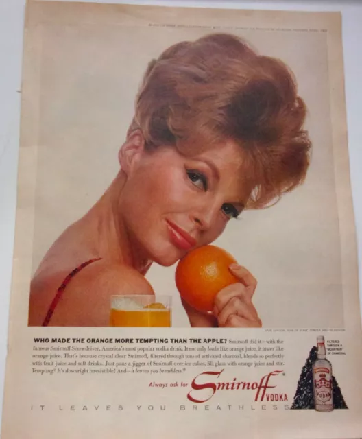 Smirnoff Vodka Julie London Magazine Print Ad 1959