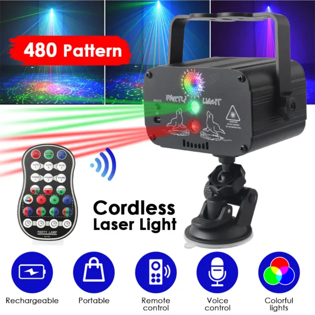480 Patterns RGB Laser Projector LED Stage Lighting Disco Lights DJ Party Light