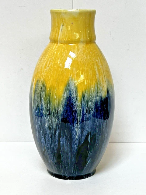 VASE EN FAÏENCE BFK Boch Frères Keramis La Louvière coulures flammées ...