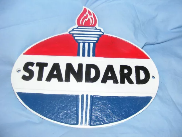 Standard Sign Cast Iron Garage Man Cave Wall Logo Sign Heavy Oil Petrol Sign