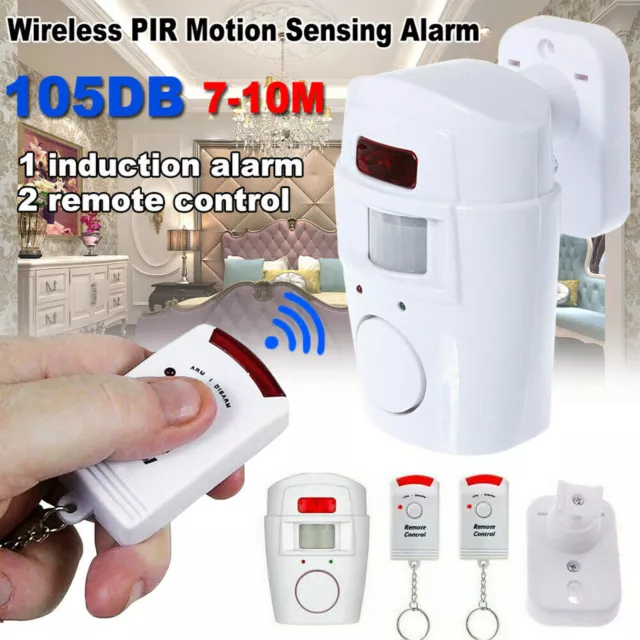 Sensor Motion Pir Wireless Alarm With 2 Remote Controls Shed Garage Home Caravan