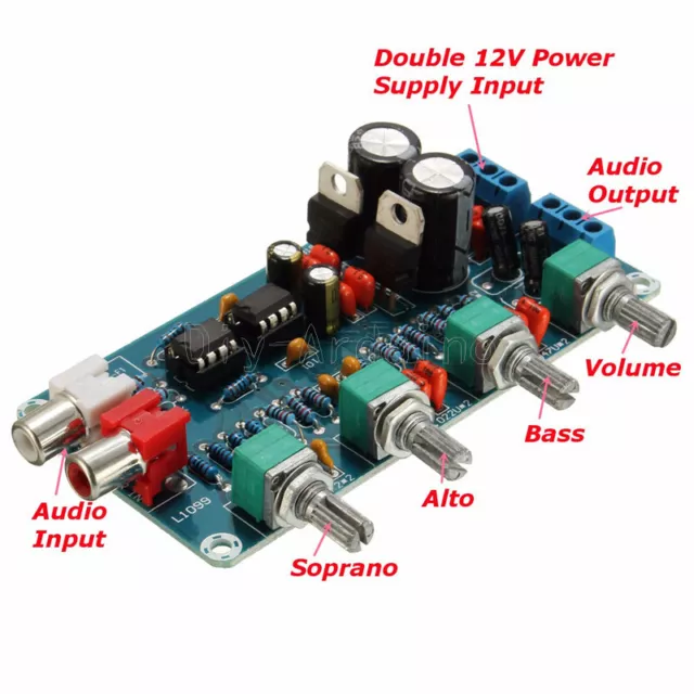 NE5532 OP-AMP HIFI Preamplifier Amplifier Volume EQ Tone Control Board