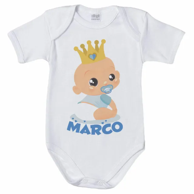 Body neonato personalizzato con nome bambino con corona