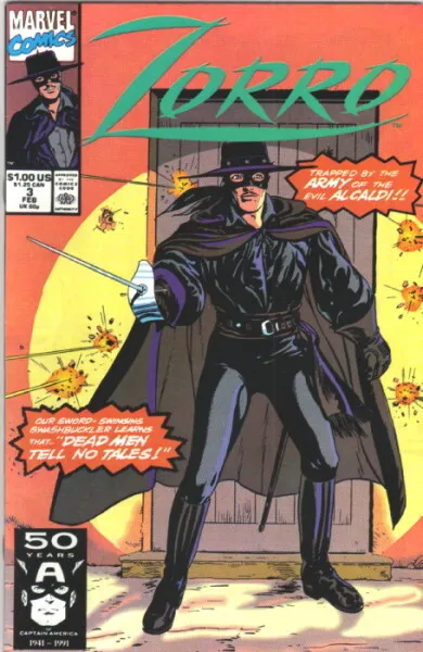 Zorro TV Series Comic Book #3 Marvel Comics 1991 VERY FINE/NEAR MINT NEW UNREAD
