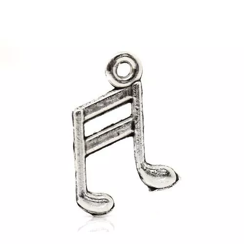 Metal Alloy Music Note Charms Antique Silver 14mm Pack Of 20